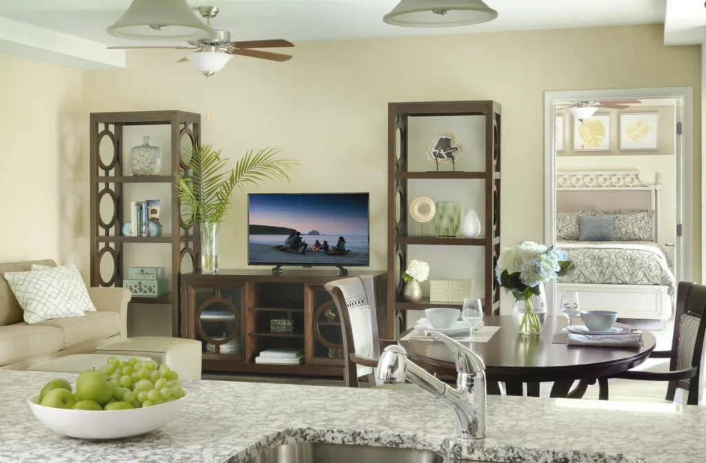 Living room of a senior living IL apartment