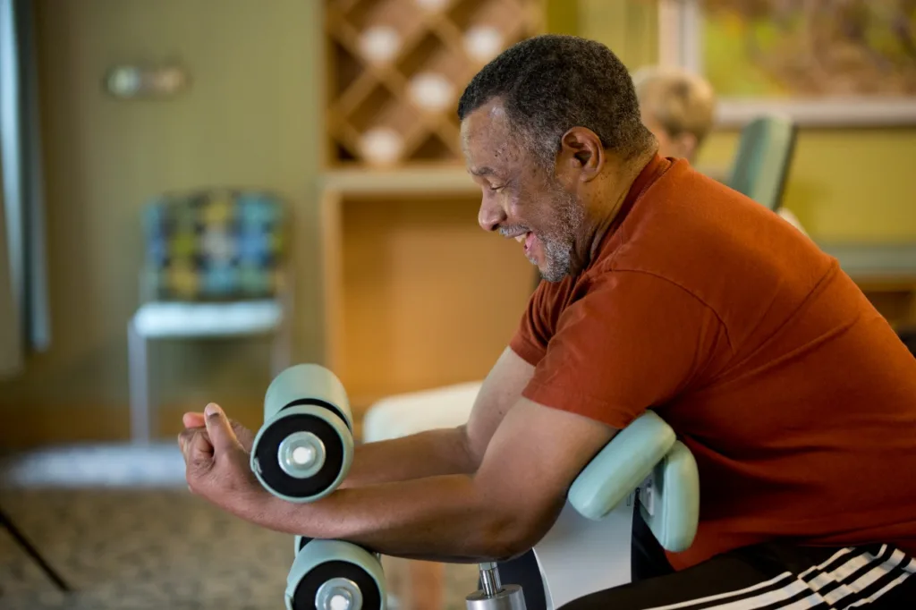 Man working out in fitness center