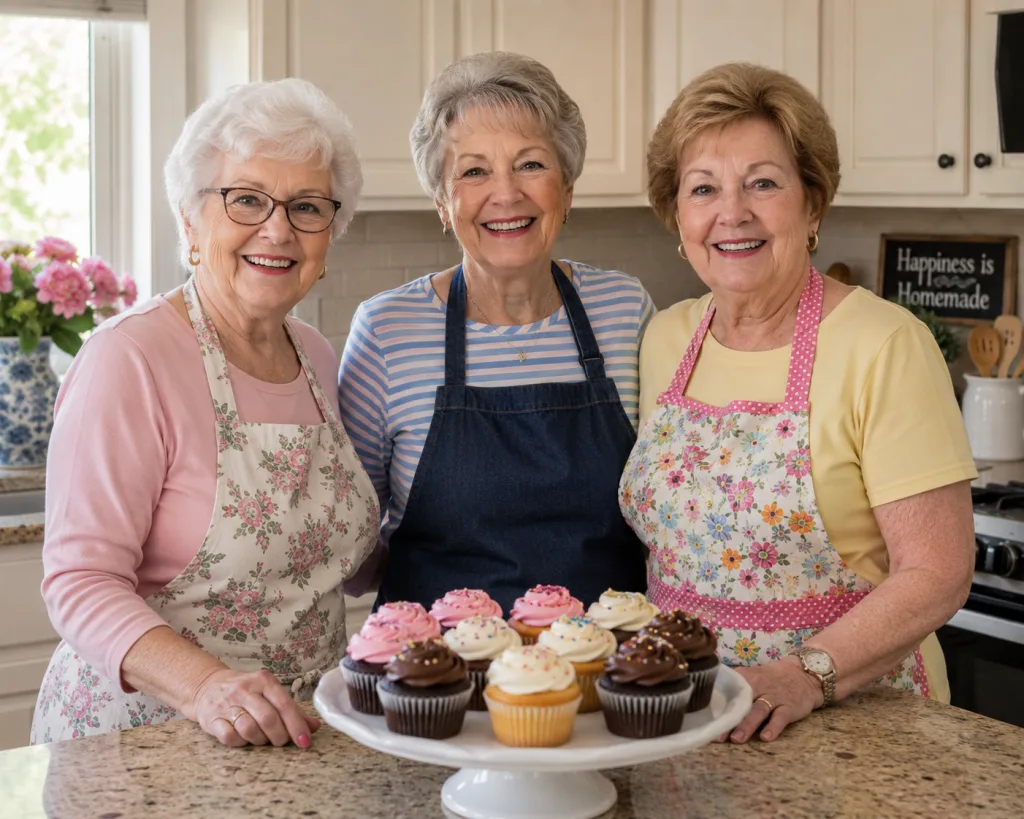 Senior Women in Kitchen with Cupcakes