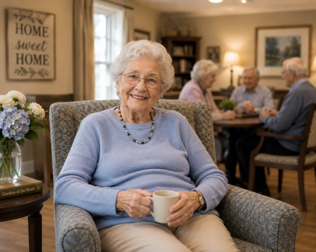 Senior Woman in Chair with Mug