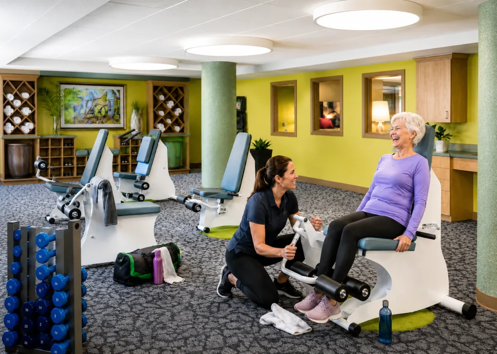 Senior Woman on Lower Body Exercise Machine