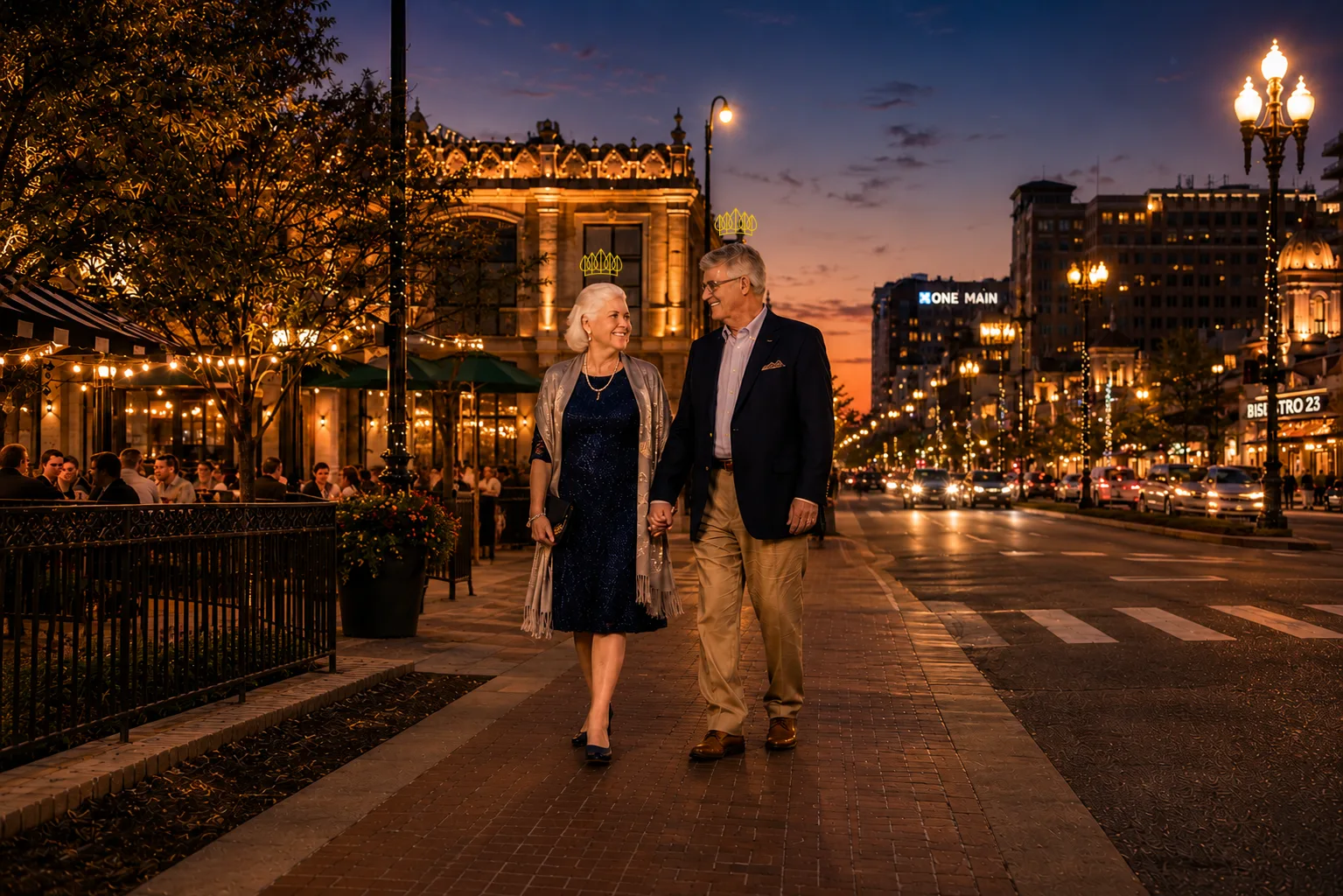 Senior Couple Walking in Downtown Kansas City