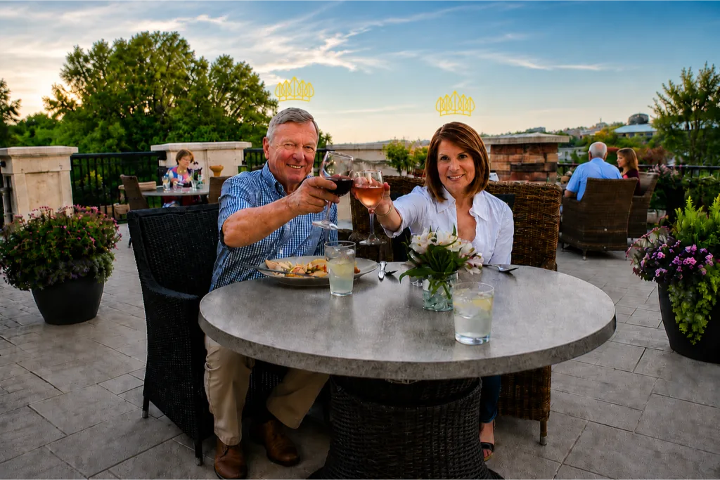 Senior Couple Eating Outdoors